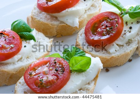 Tomato mozzarella on bread