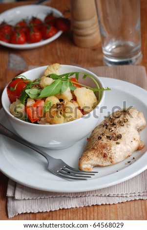 Chicken breast with warm cauliflower salad