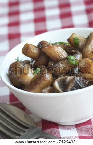 Freshly cooked mushrooms in a bowl