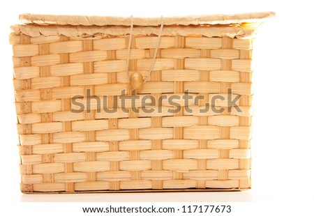 Wicker box with zip isolated on white
