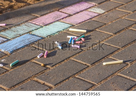 Crayons for drawing on the pavement and flagstones