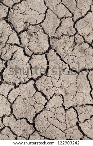 Closeup of dry clay soil.