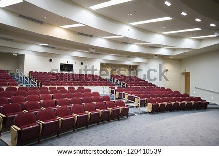 An empty lecture hall of a college university