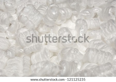 Closeup of white packing peanuts