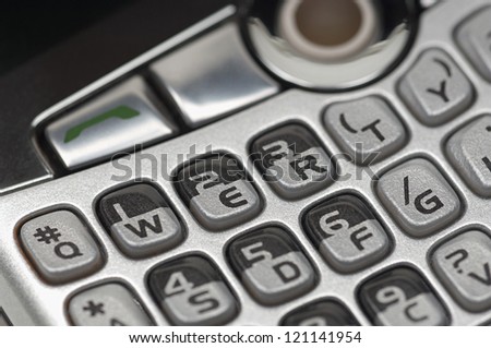 Closeup of push buttons mobile phone keypad