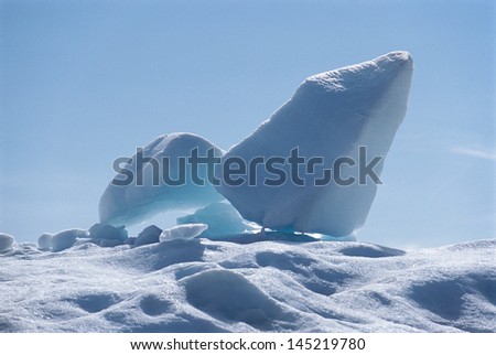 Blocks of ice on snow