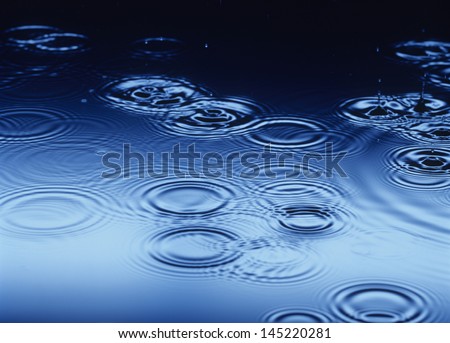 Water drops splashing making Ripples on Water