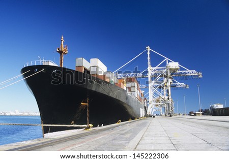 Container ship in docks
