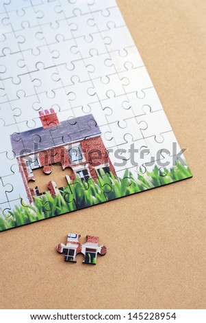 Jigsaw puzzle with house elevated view