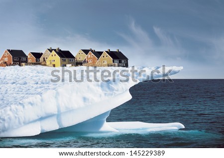 Houses on Edge of Ice Cliff