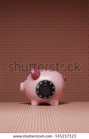 Piggy bank with combination lock side view