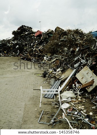 Piles of rubbish in scrapyard