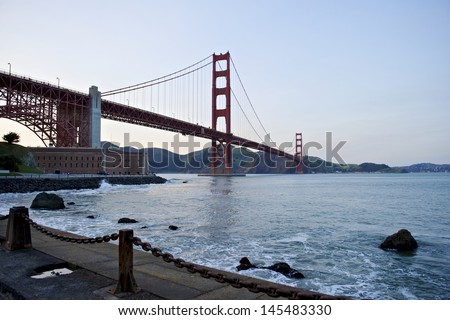 Golden Gate Bridge low angle perspective