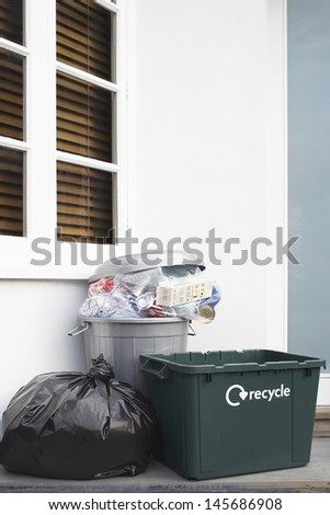 View of garbage containers outside the building