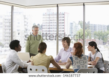 Group of multiethnic business colleagues at office meeting