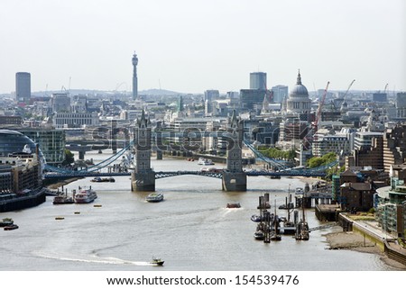 Elevated View Of Tower Bridge And St Pauls, London