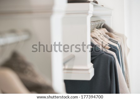 Sweaters displayed in store