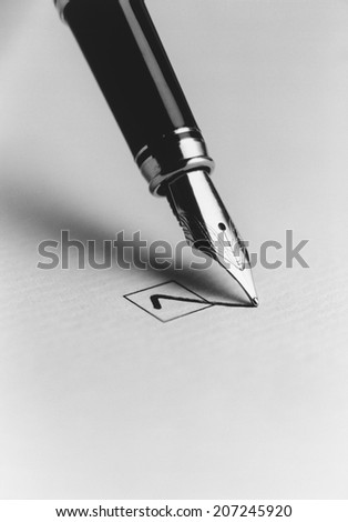 Tip of a Pen Checking a Box