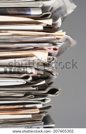 Pile of waste paper close-up