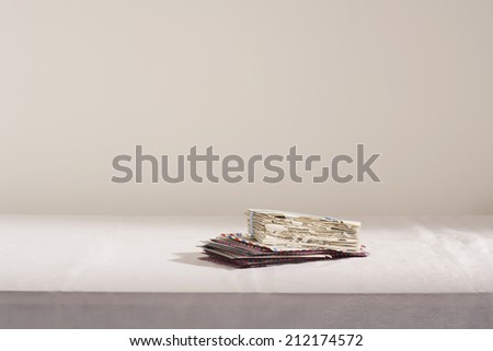 Stack of letters on table