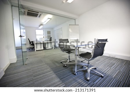 Wide view of office interior