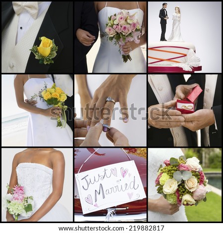 Collage of brides and grooms