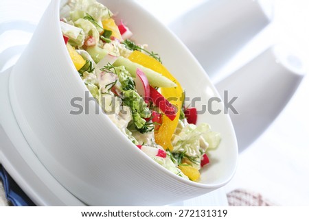 Close up of spring salad in bowl