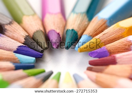 Rainbow colored pencils - close-up