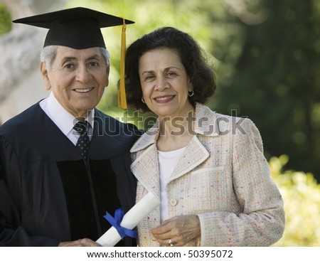 Senior Graduate and Wife outside, portrait