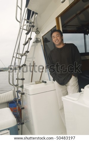 Man on boat, (portrait)