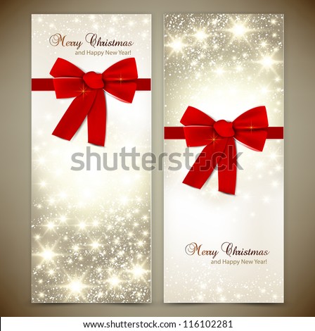 Greeting cards with red bows and copy space Vector illustration Greeting cards with red bows and copy space Vector illustration