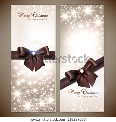 Collection of gift cards and invitations with ribbons Vector background Collection of gift cards and invitations with ribbons Vector background