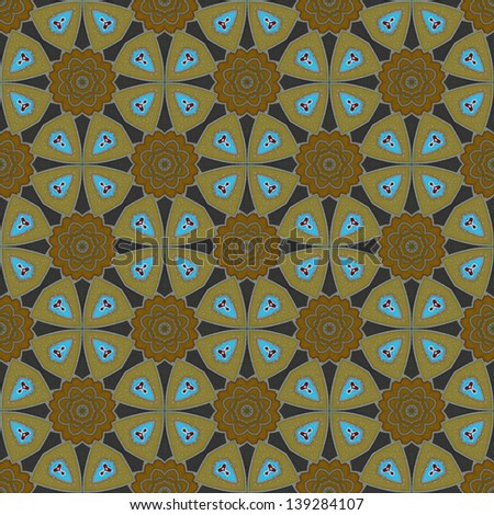 pattern of hand-painted on silk a olive color temperature and computer processing