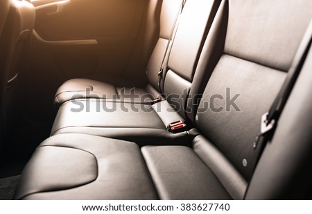 Car backseats with sun light flare from the window