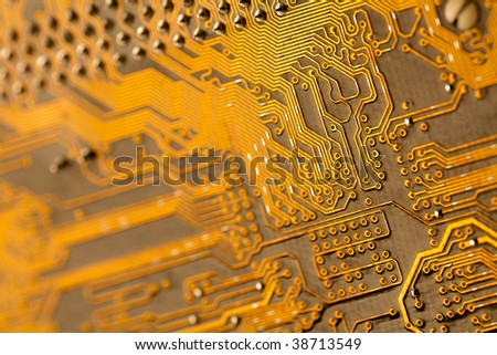 Computer printed board macro photo