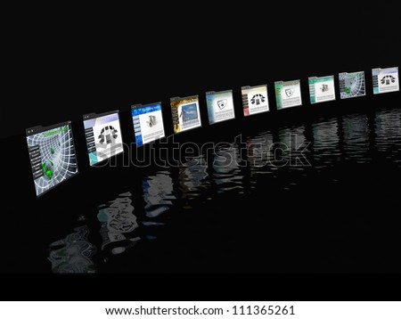 A file of web pages on reflective background.