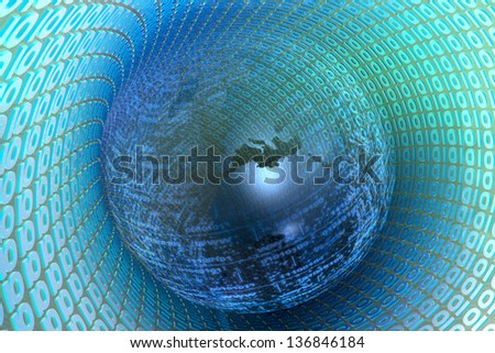 Abstract digital background - digital globe in the tunnel.