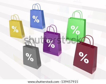 Shop bags on white background.
