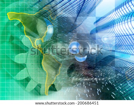 Buildings and map - abstract computer background.