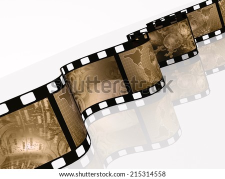 Film roll with pictures in sepia (communication) on white background.