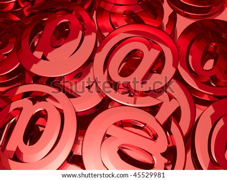 Red electronic mail signs on red background.