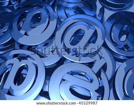 Blue electronic mail signs on blue background.