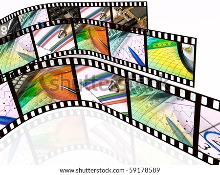 Film roll with color pictures (business).