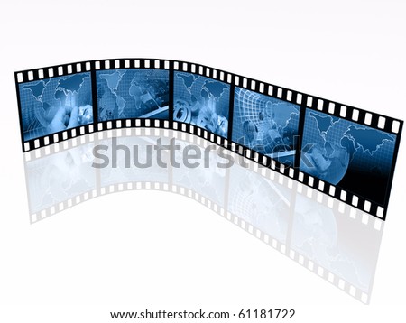Film roll with blue pictures (communication).