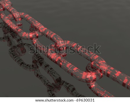 Chain with red digital links, black background.
