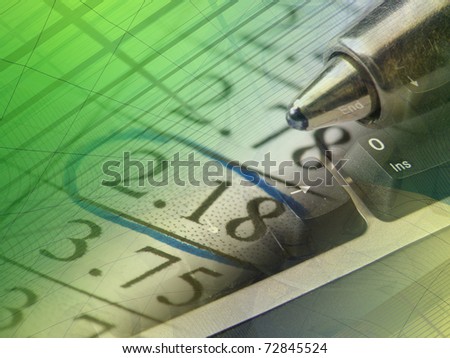 Magnifier, ruler and calculator, collage about reporting.