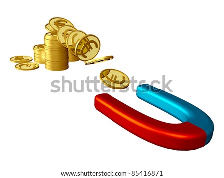 Money and magnet on white background, isolated.
