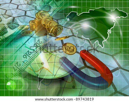 Money and magnet - abstract business background.