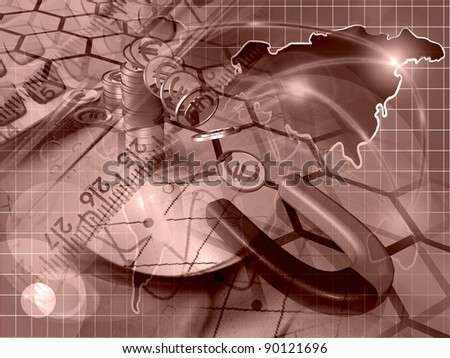 Money and magnet - abstract business background, in reds.