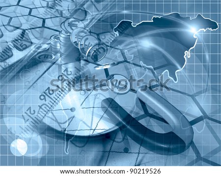 Money and magnet - abstract business background in blues.